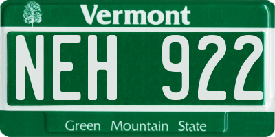 VT license plate NEH922