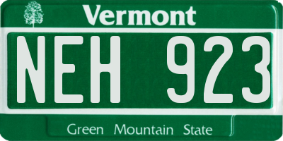 VT license plate NEH923