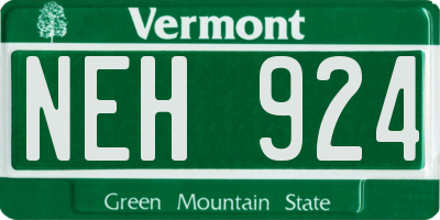 VT license plate NEH924