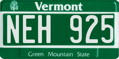 VT license plate NEH925