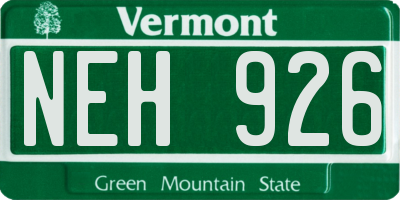 VT license plate NEH926