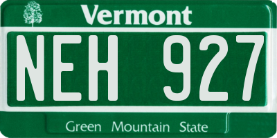 VT license plate NEH927