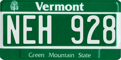 VT license plate NEH928
