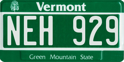 VT license plate NEH929