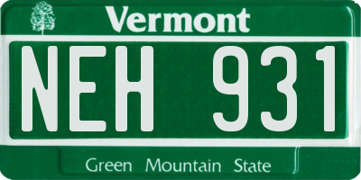VT license plate NEH931