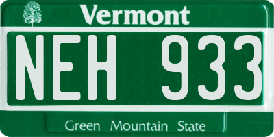 VT license plate NEH933