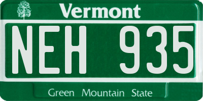 VT license plate NEH935