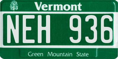 VT license plate NEH936