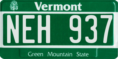 VT license plate NEH937