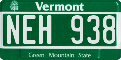VT license plate NEH938