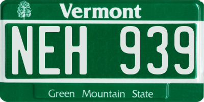 VT license plate NEH939
