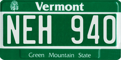 VT license plate NEH940