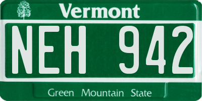 VT license plate NEH942