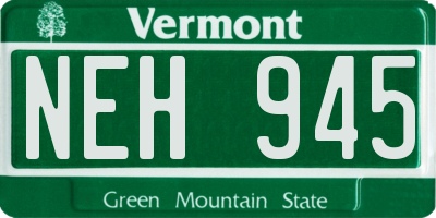 VT license plate NEH945
