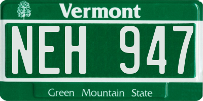 VT license plate NEH947