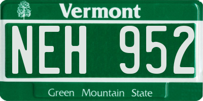 VT license plate NEH952