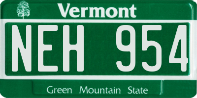 VT license plate NEH954