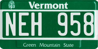 VT license plate NEH958