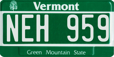 VT license plate NEH959