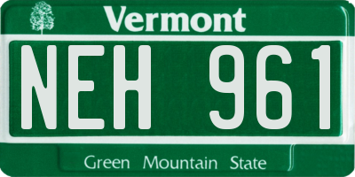 VT license plate NEH961