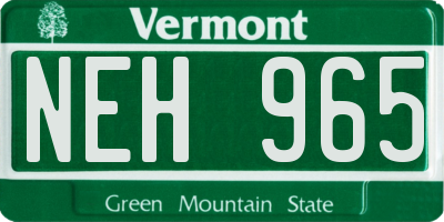 VT license plate NEH965