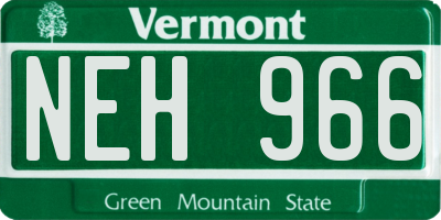 VT license plate NEH966
