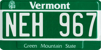 VT license plate NEH967