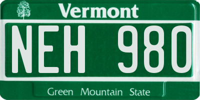 VT license plate NEH980