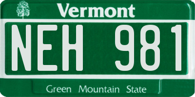 VT license plate NEH981