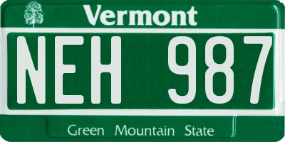 VT license plate NEH987