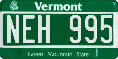 VT license plate NEH995