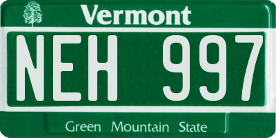 VT license plate NEH997