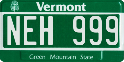 VT license plate NEH999