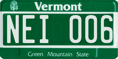 VT license plate NEI006