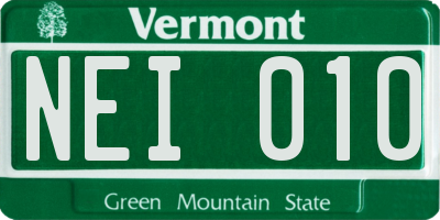 VT license plate NEI010