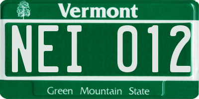 VT license plate NEI012