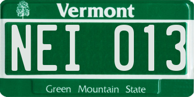 VT license plate NEI013