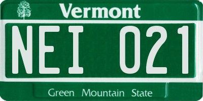 VT license plate NEI021