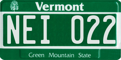 VT license plate NEI022