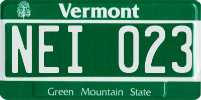 VT license plate NEI023