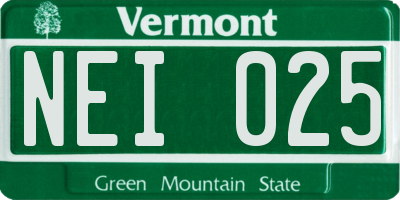 VT license plate NEI025
