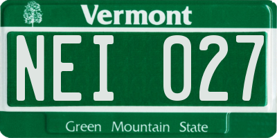 VT license plate NEI027