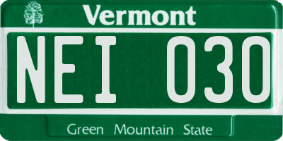 VT license plate NEI030