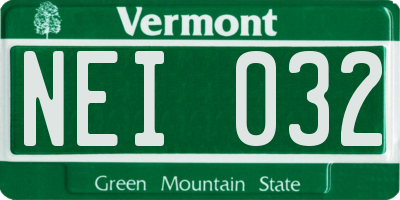VT license plate NEI032