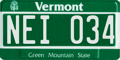 VT license plate NEI034