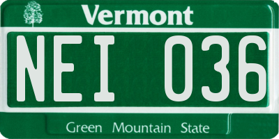 VT license plate NEI036