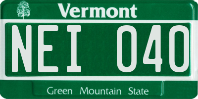 VT license plate NEI040
