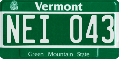 VT license plate NEI043