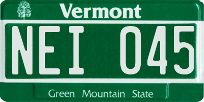VT license plate NEI045