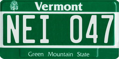 VT license plate NEI047